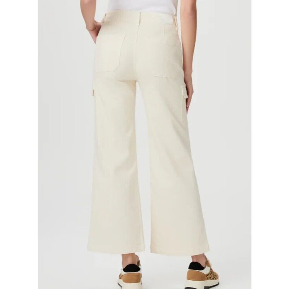 PAIGE Women’s Sz 25 Jeans/Pants Sand Carly Cargo with Pockets Wide Leg MSRP $239 - Picture 2 of 12